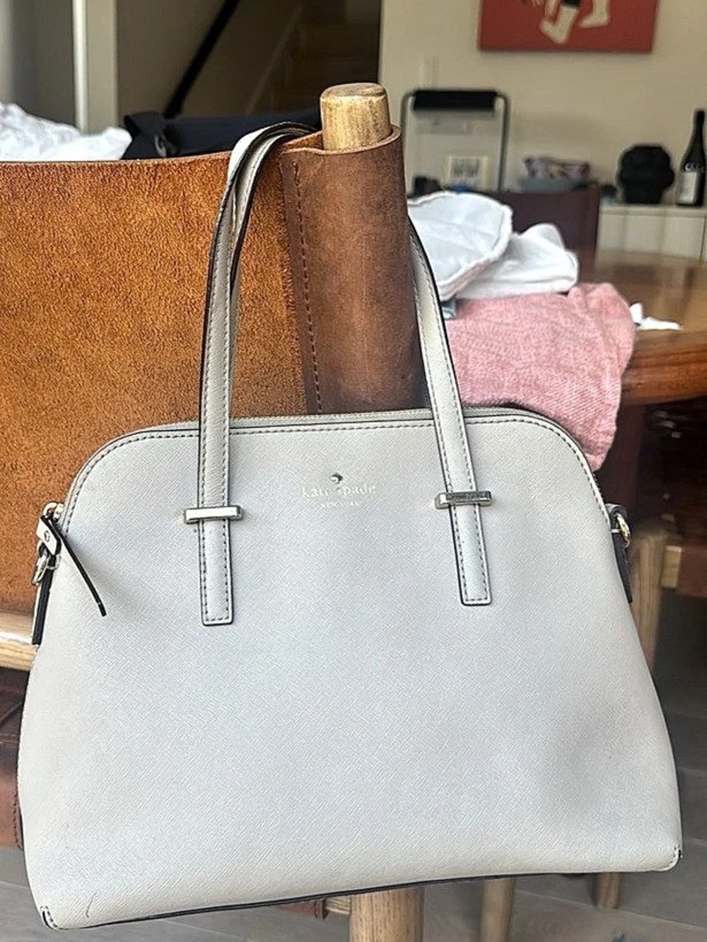 Kate Spade New York Structured Shoulder Bag White & Brown